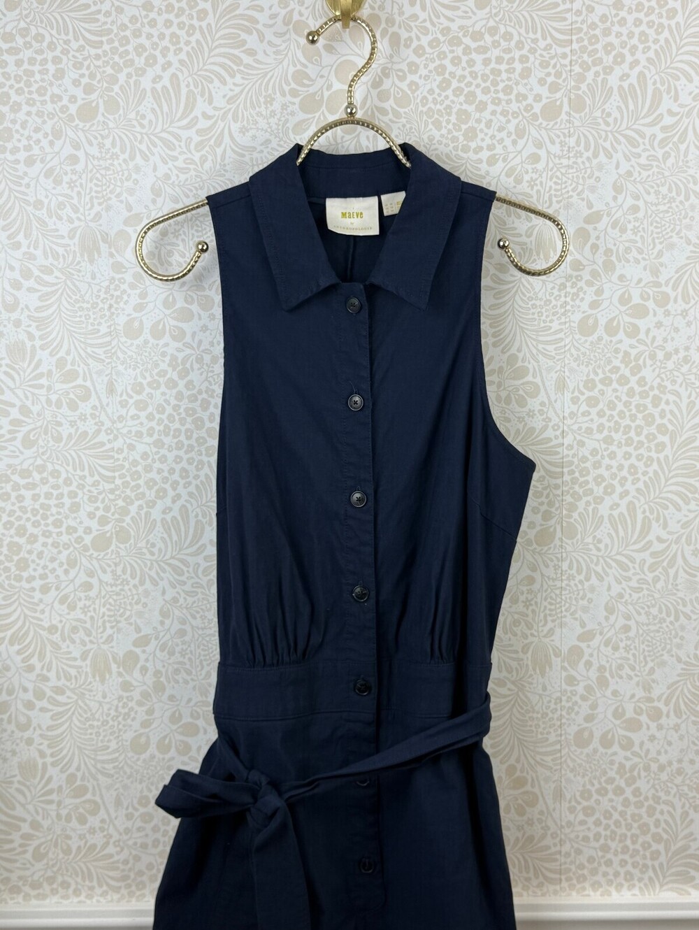 Maeve by Anthropologie Navy Halter Button-Front Sleeveless Jumpsuit - Size - 12 - Picture 5 of 11